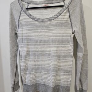 Massimo Light Gray and White Striped Sweater